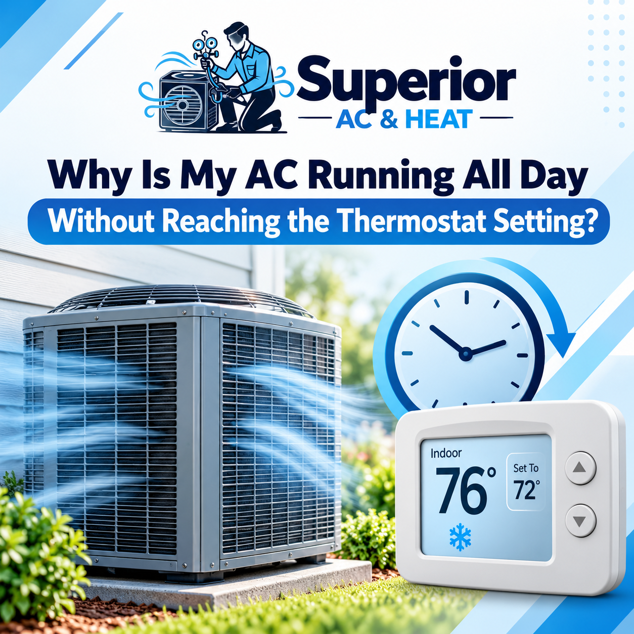 Why Is My AC Running All Day Without Reaching the Thermostat Setting?